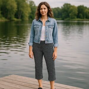 Mario Serrani Women’s Capris Size XL Black/White
Elastic Waist High Rise